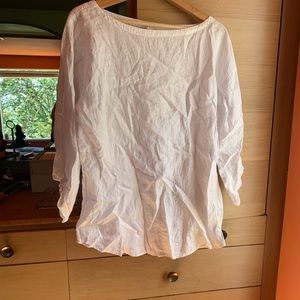 EILEEN FISHER Bateau Tie-Sleeve Linen Top